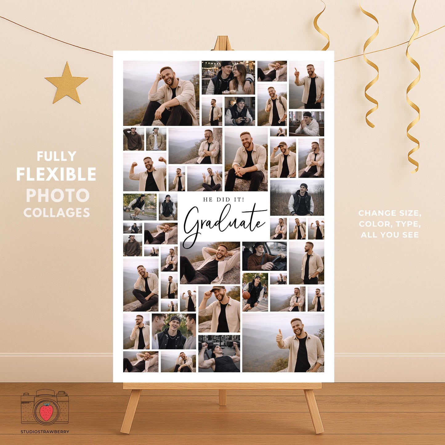 graduation photo collage welcome sign template for high school graduation