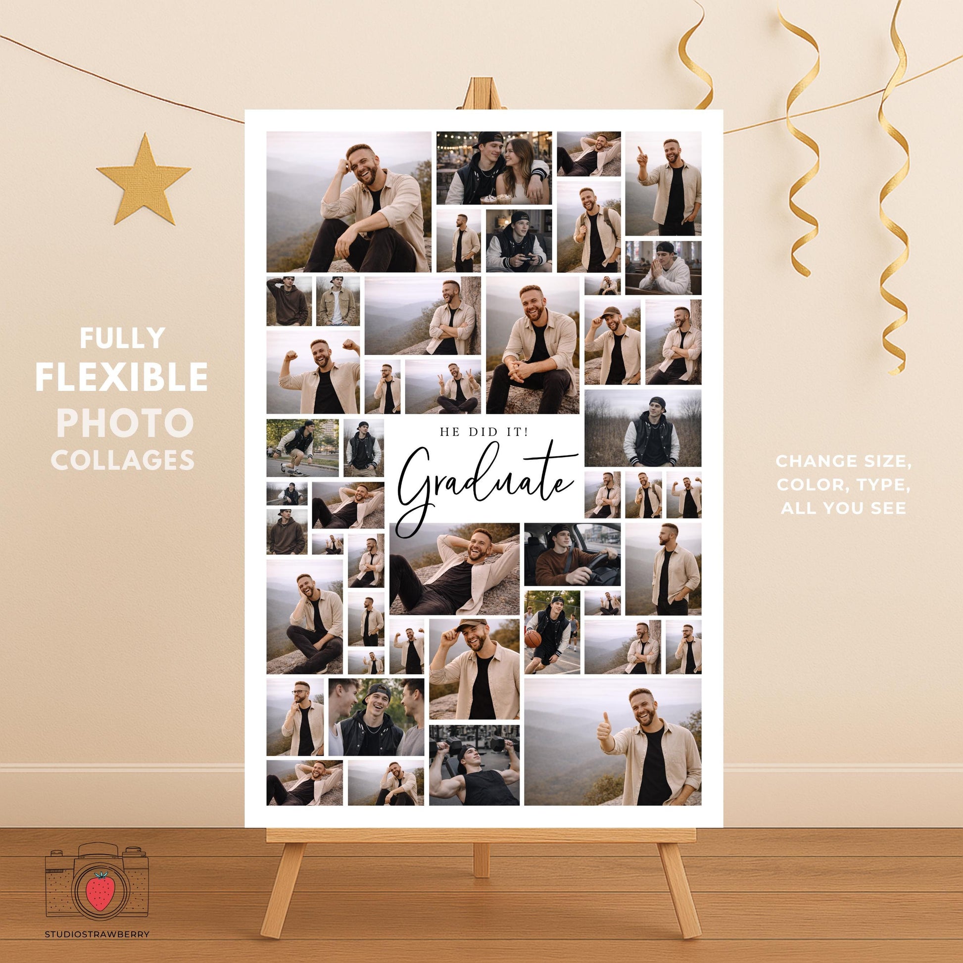 graduation photo collage welcome sign template for high school graduation