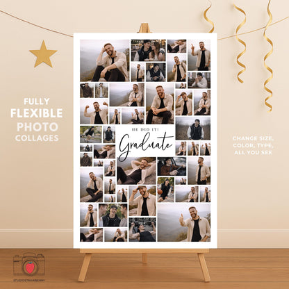 graduation photo collage welcome sign template for high school graduation