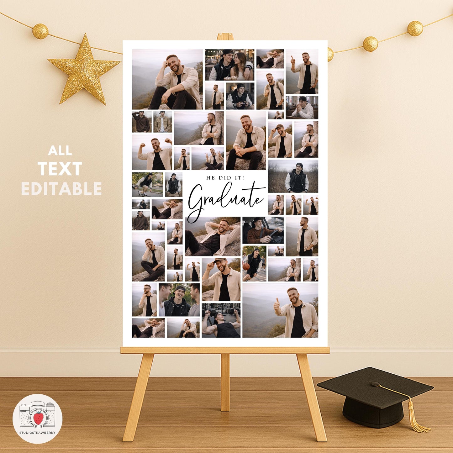 graduation welcome sign printable photo collage for party entrance