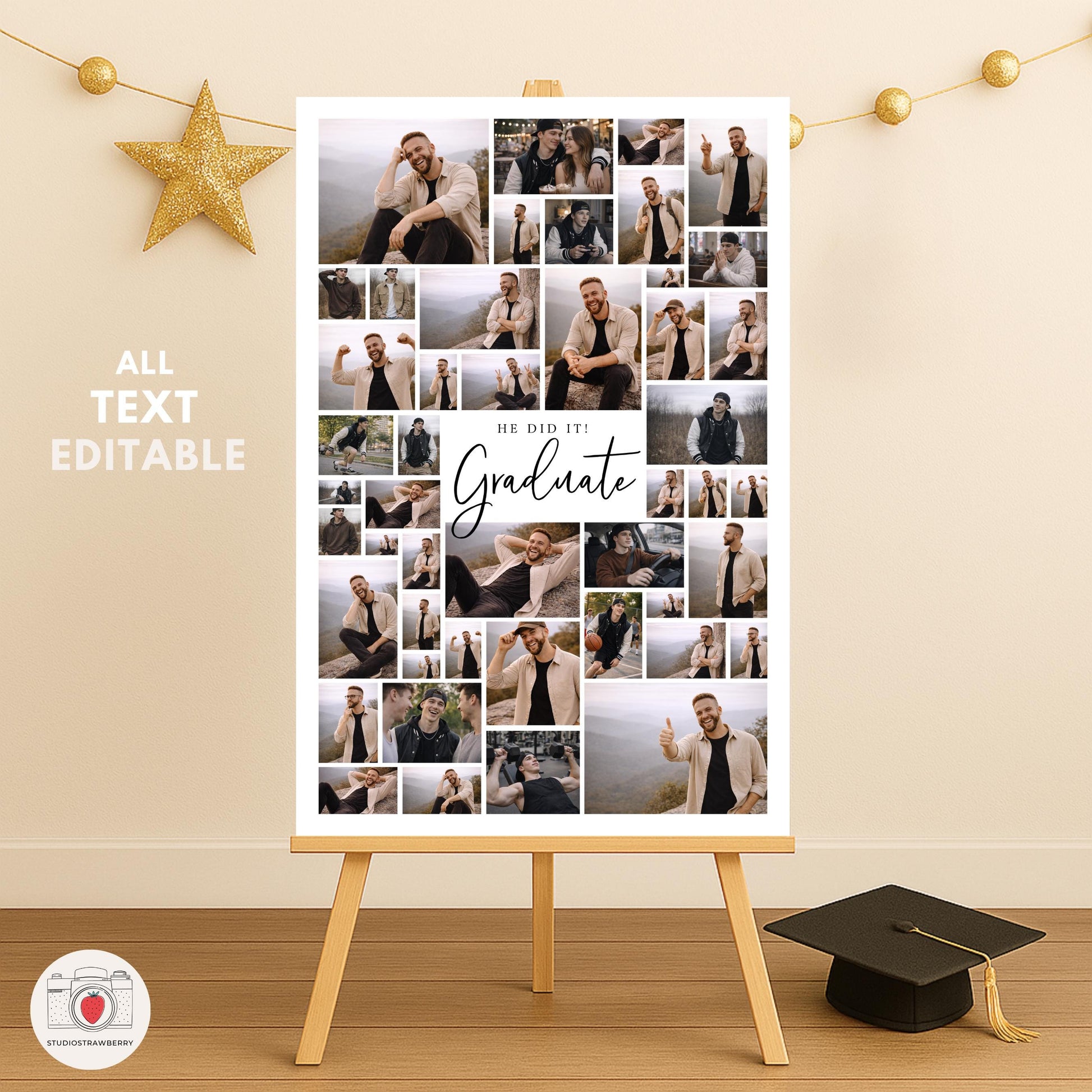 graduation welcome sign printable photo collage for party entrance