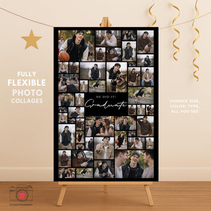 Senior graduation photo collage welcome poster designed for high school graduation celebration