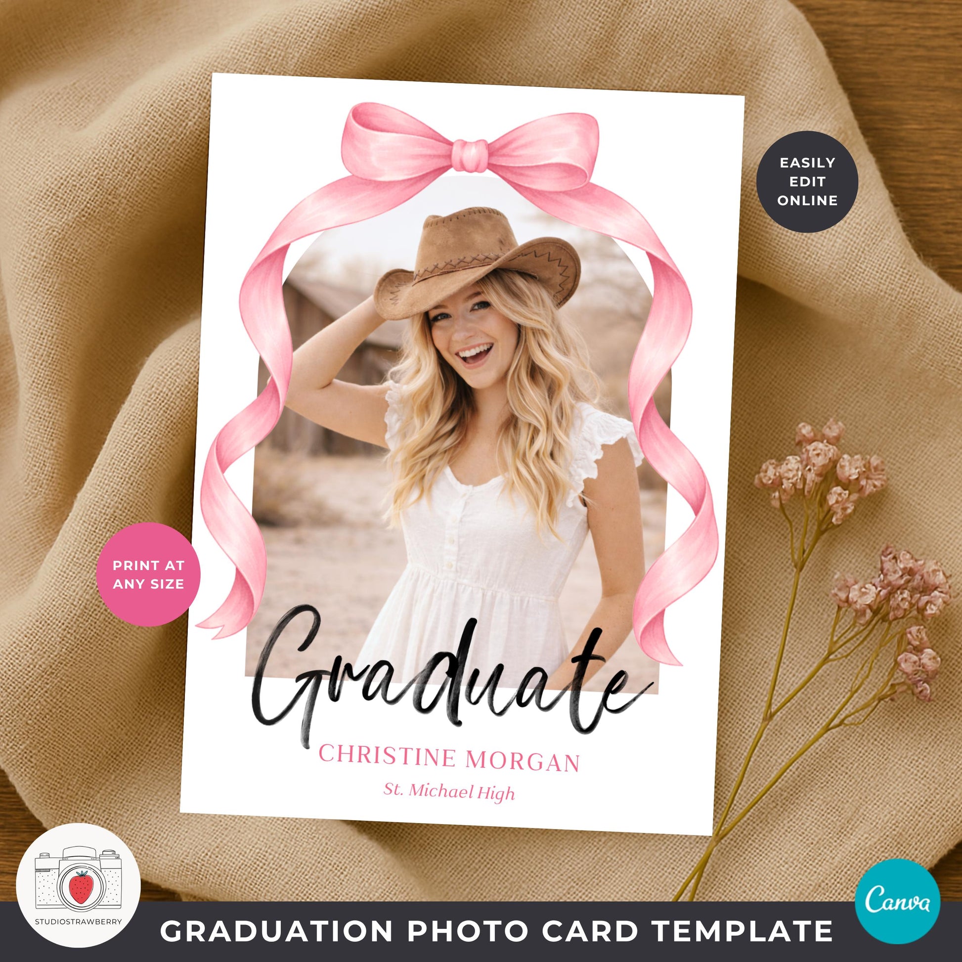 editable graduation invitation with photos using canva template for beginners