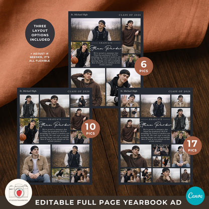 Senior yearbook ad template male with handwriting name design