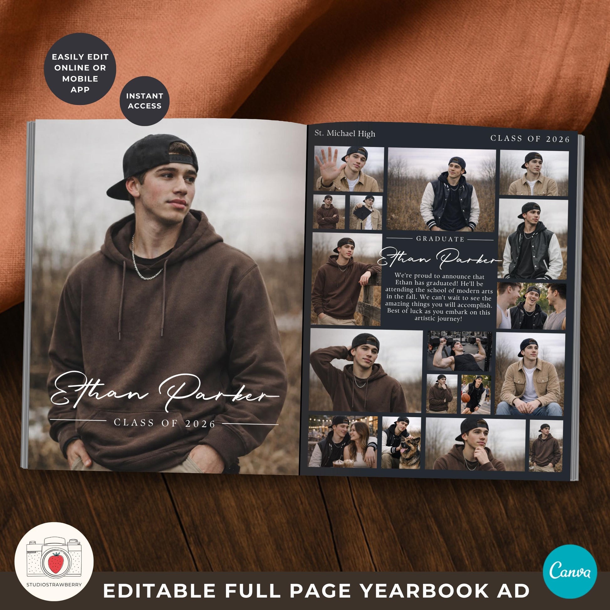 Senior yearbook ad template 17 photos modern collage design