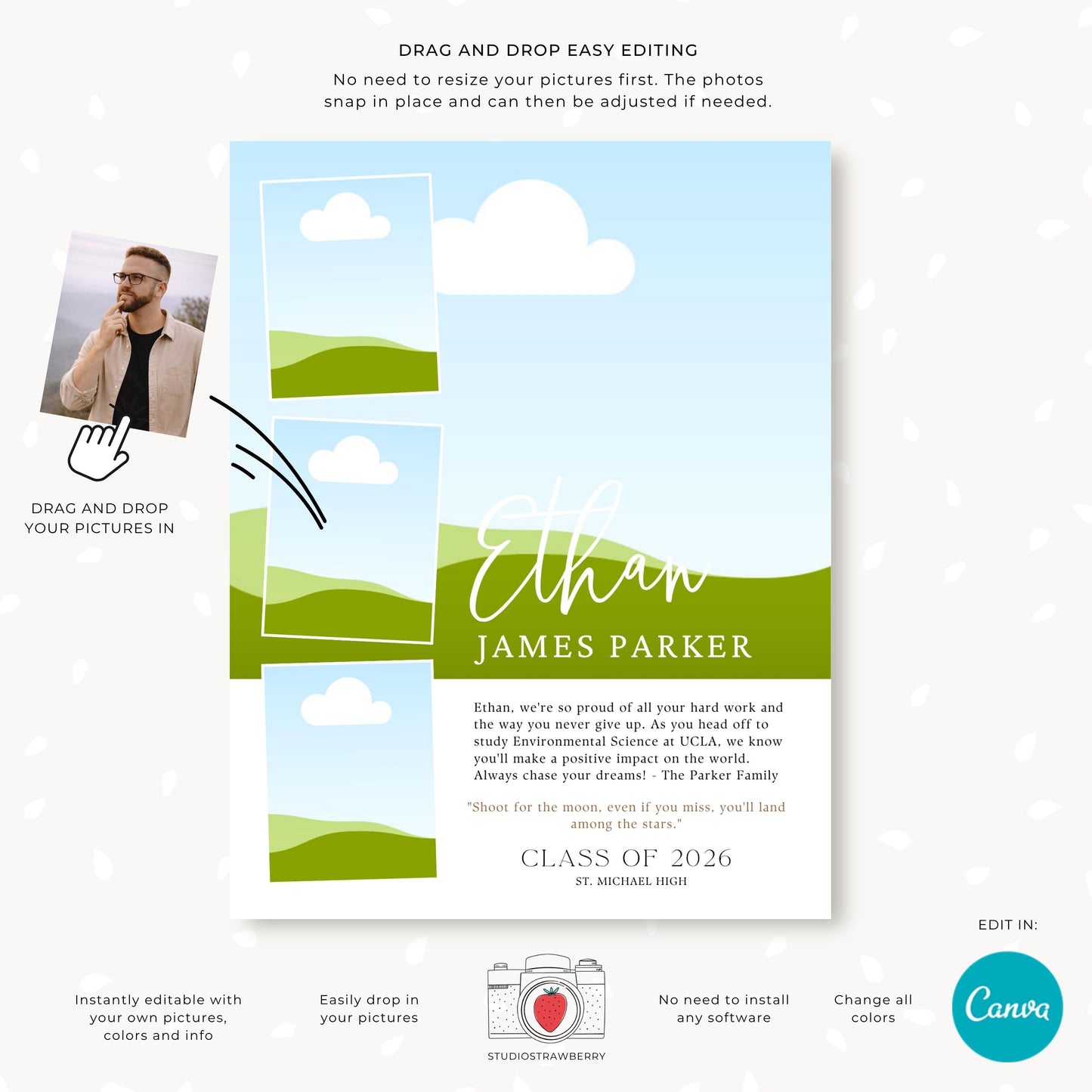 Graduation yearbook tribute ad for him modern collage style