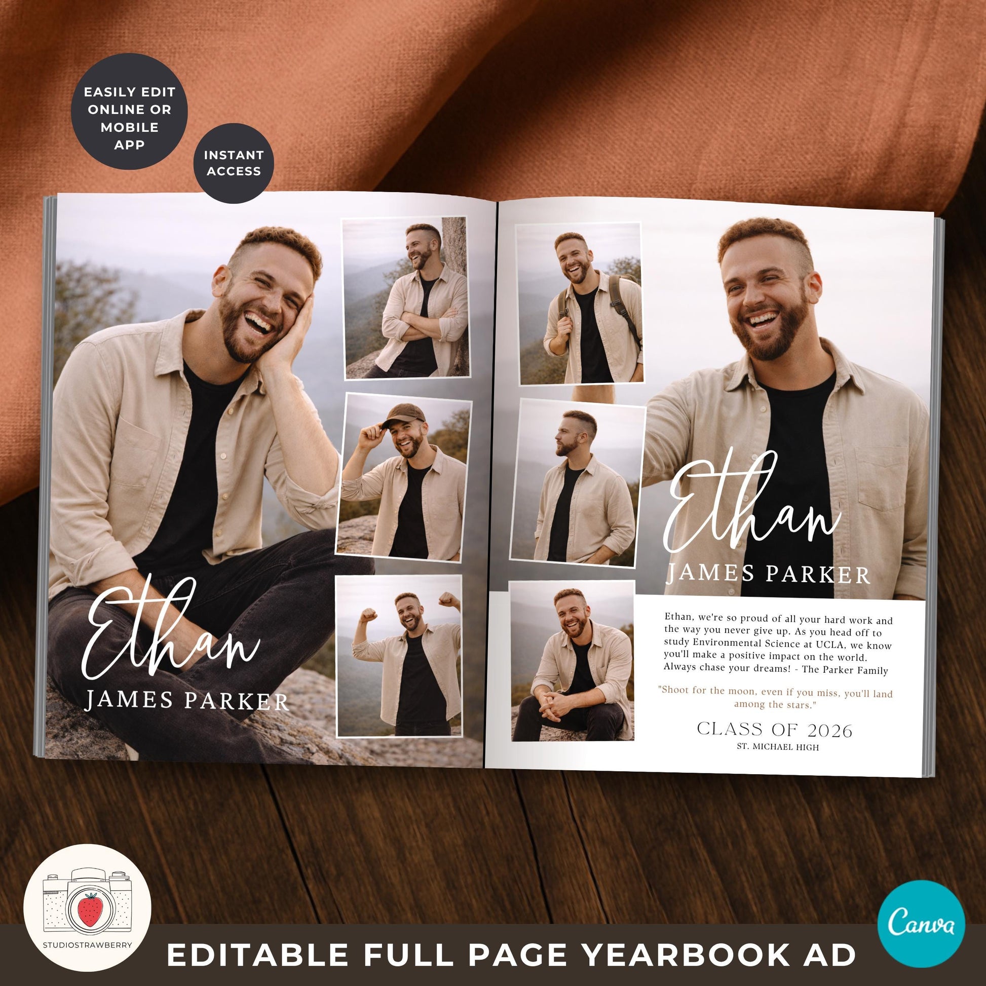 High school senior ad template for son with multiple photos and name