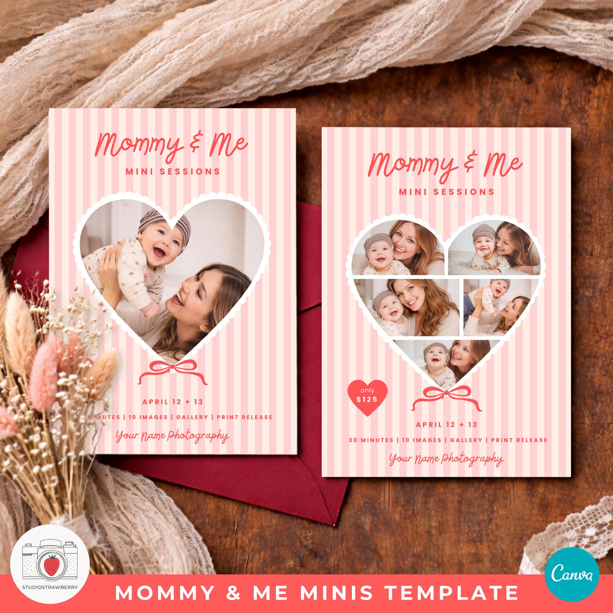 Mommy and me Instagram post template for photography mini sessions promotion