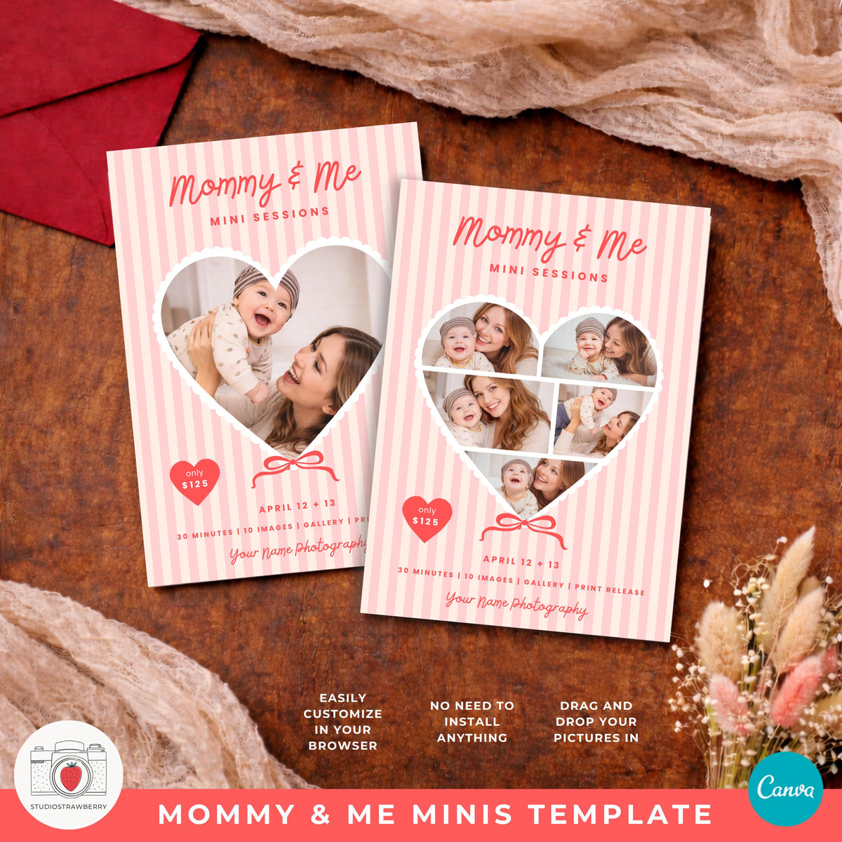 Mommy and me mini session marketing board for photographers