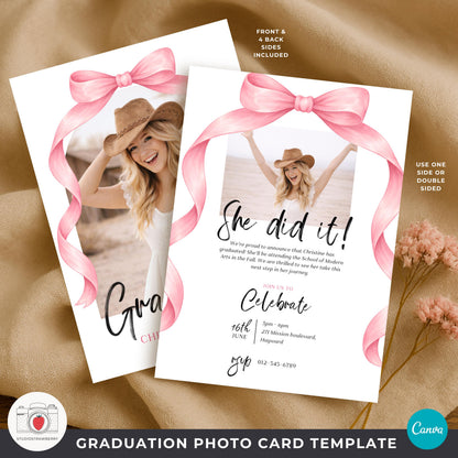 graduation announcement template with 4 back options including collage and minimal