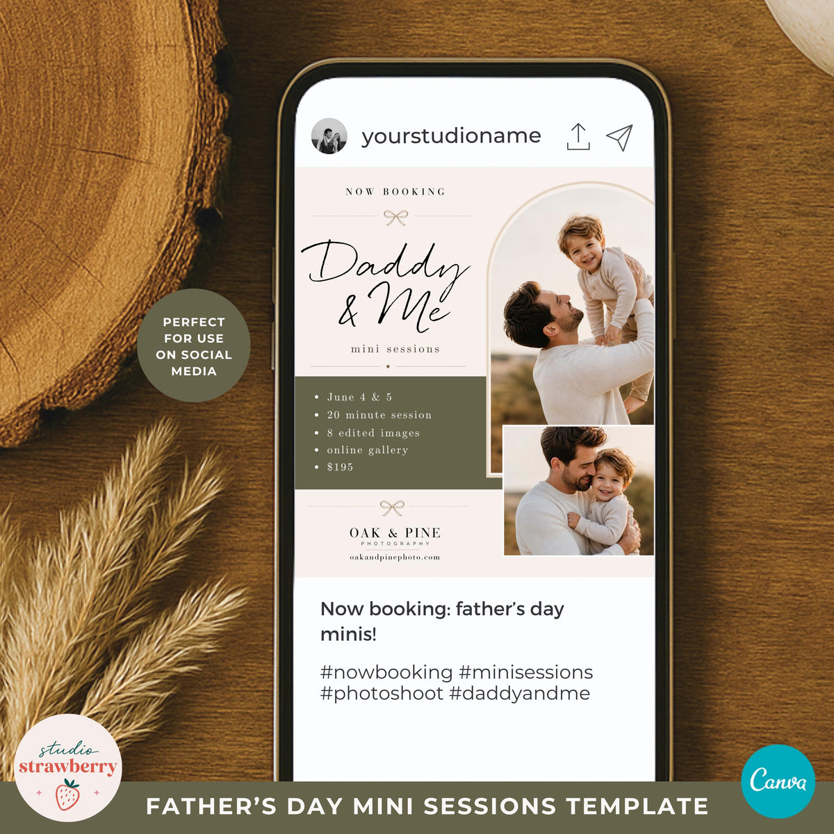 Father son mini session flyer template for photography promotion