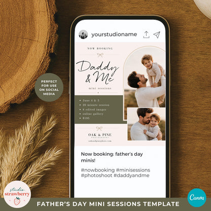 Father son mini session flyer template for photography promotion