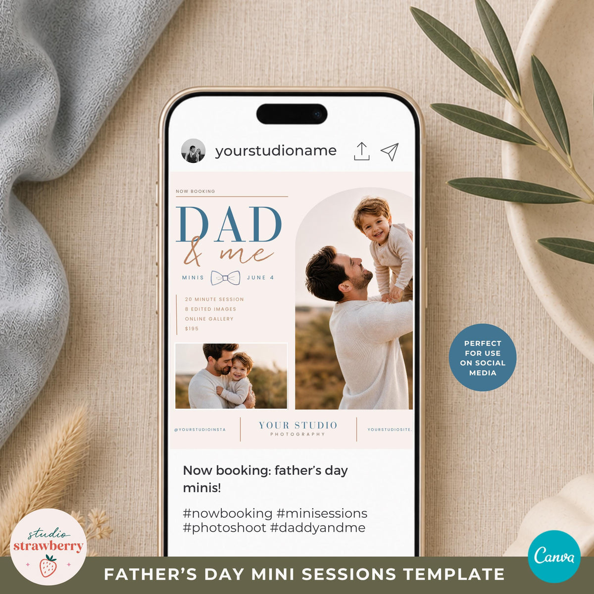 father daughter mini session marketing template for photographers easy to edit