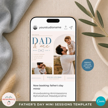 father daughter mini session marketing template for photographers easy to edit