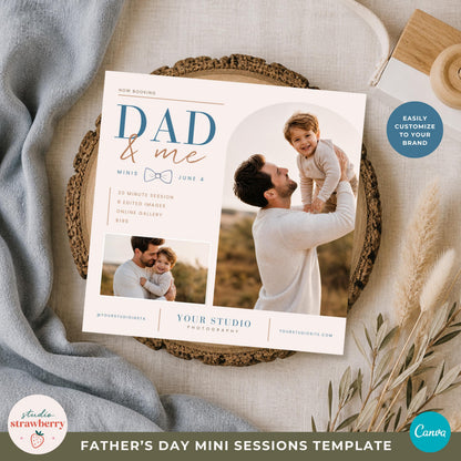 daddy and me mini sessions template canva editable photography marketing design