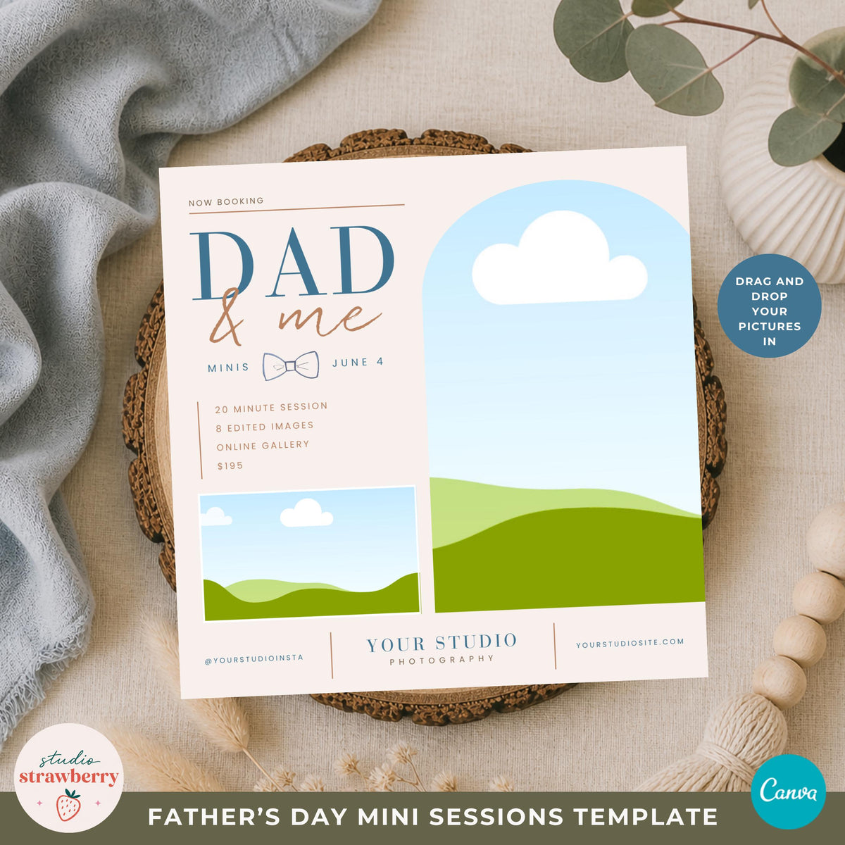 father son photoshoot mini session template for promoting photography sessions