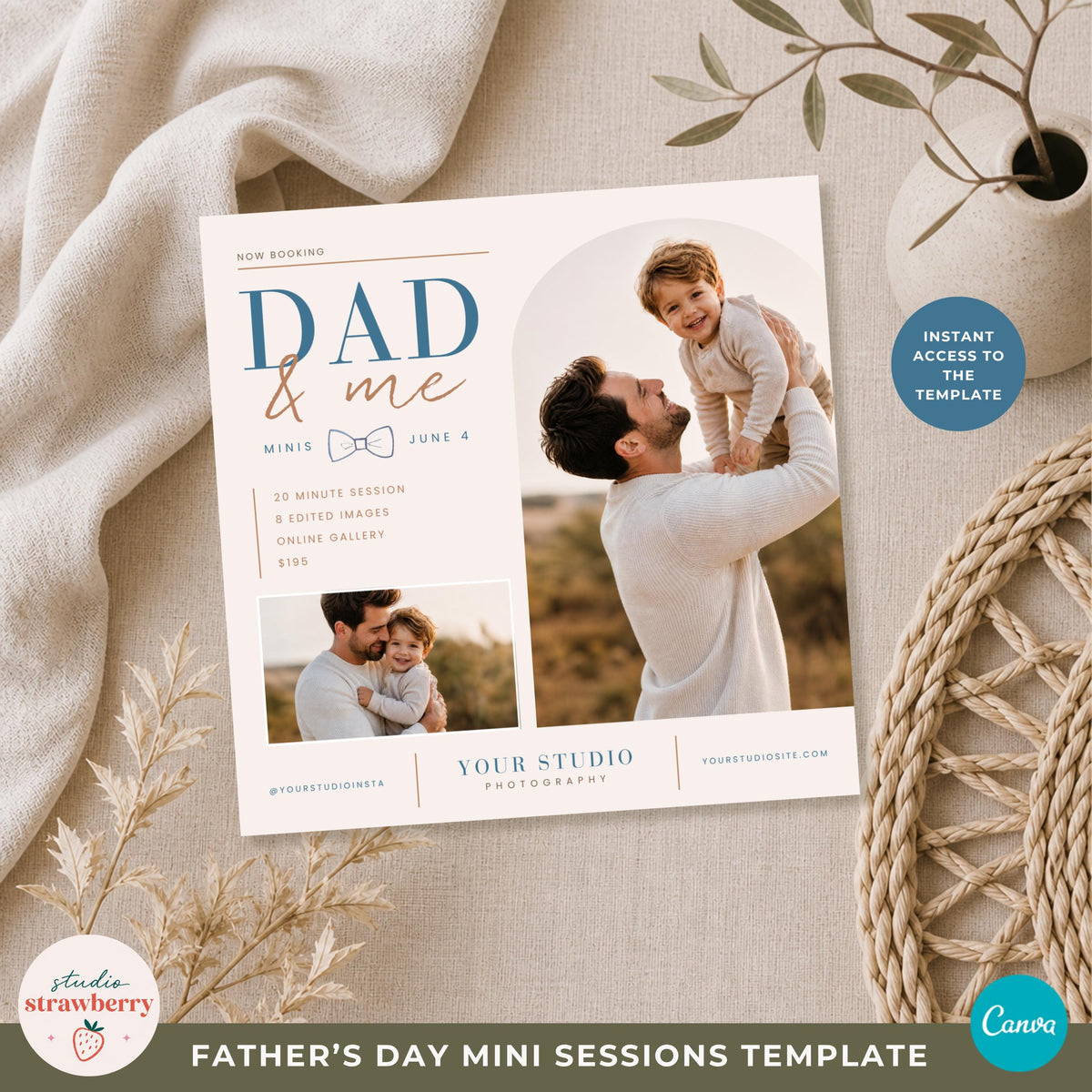 father’s day minis instagram template for photographers modern neutral layout