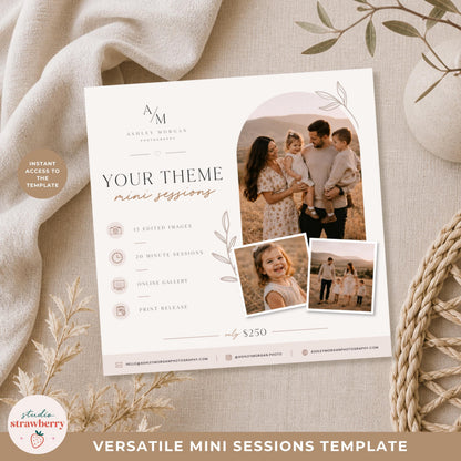 Modern photographer template for seasonal mini sessions and family photo shoots