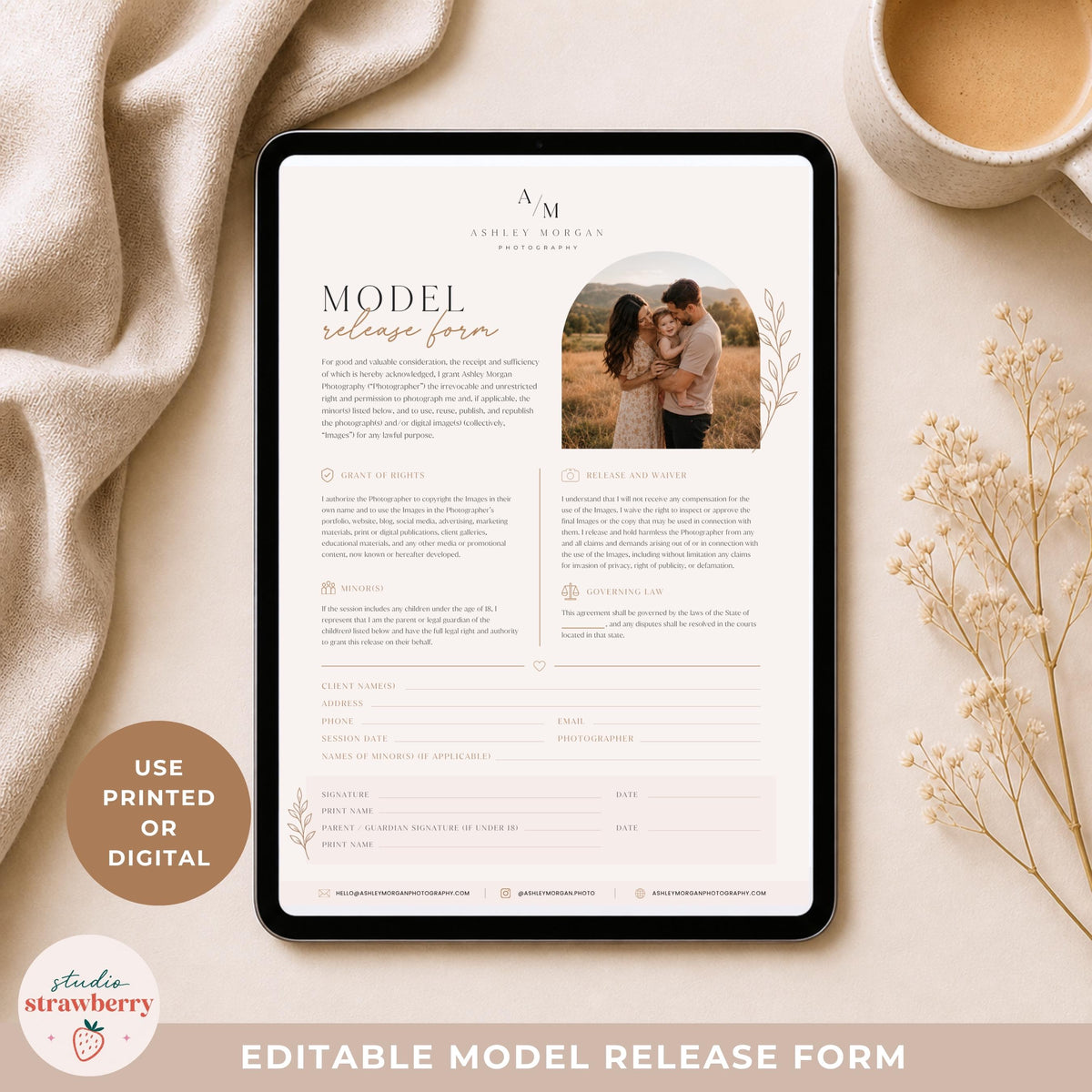 Printable photo consent form template with editable text and colors in Canva