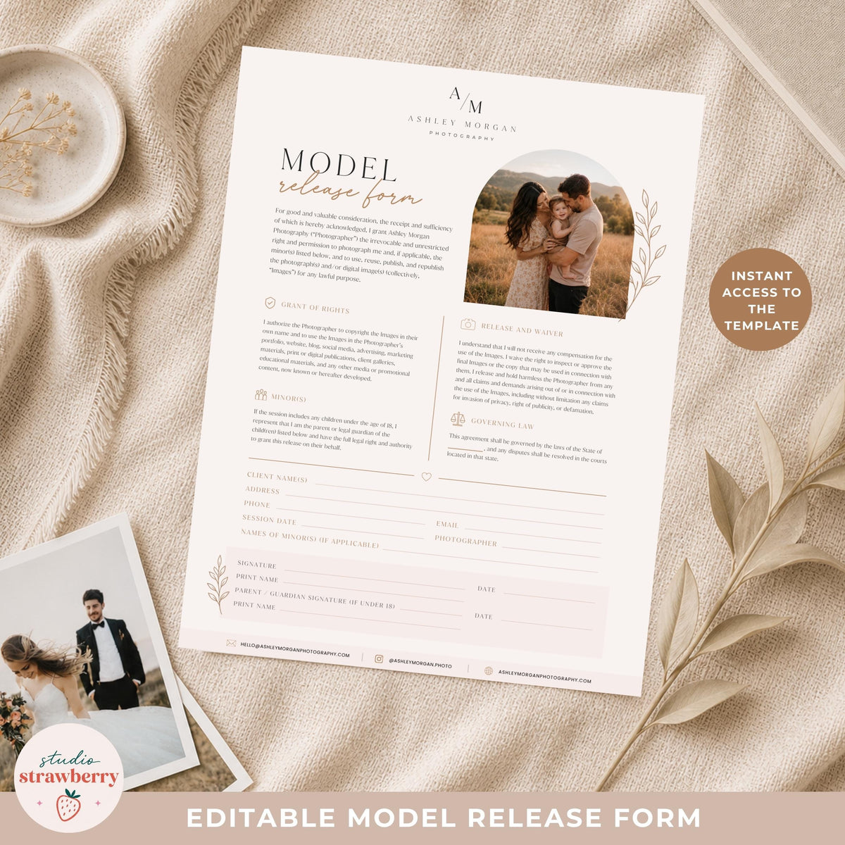 Photography model release form for mini sessions and family photography clients