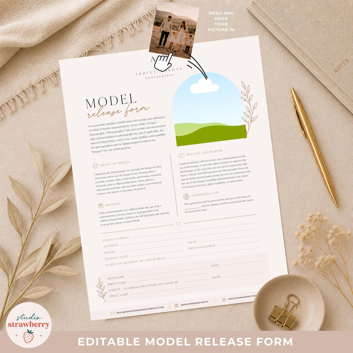 Photography usage rights form template for client image permission