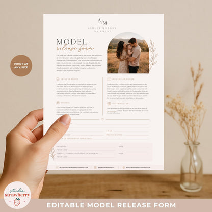 Editable client photo release form for newborn and lifestyle photographers