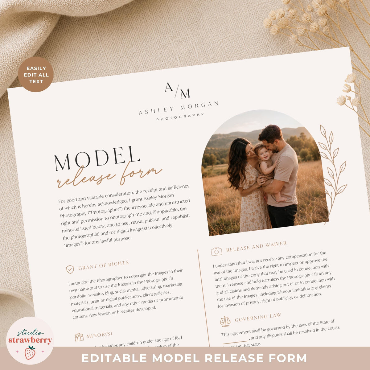 Simple photography legal forms Canva template for small photography businesses