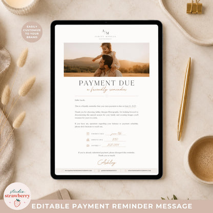 Canva payment reminder template that helps photographers request payments professionally