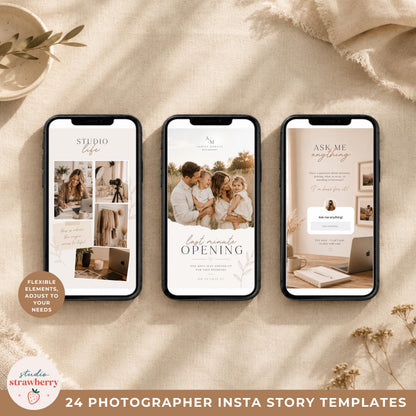 Meet your photographer Instagram story template for introducing your photography business in Canva.