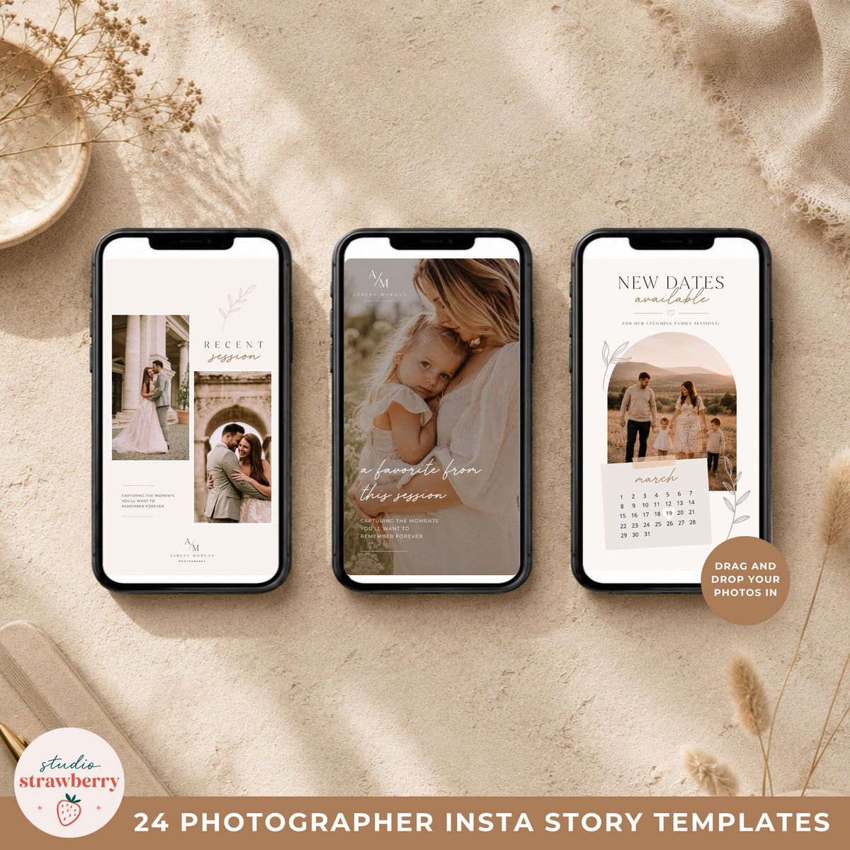 Photography Canva story templates featuring elegant editable layouts for photographers.