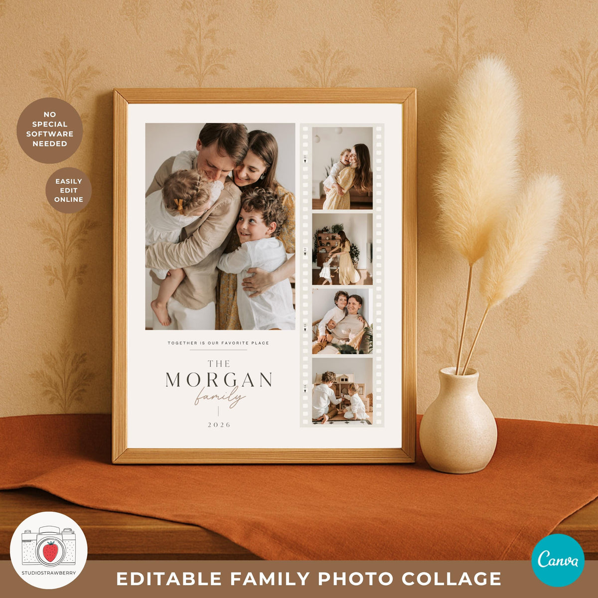 Printable family wall art template perfect for decorating your home with your favorite family memories.