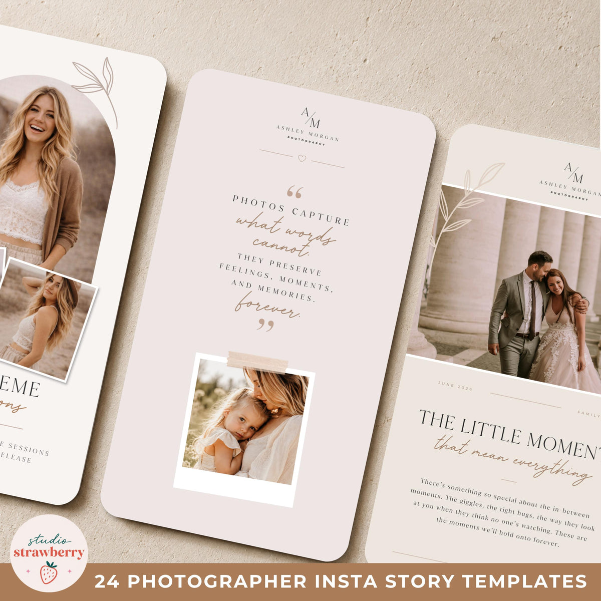 Photography marketing Canva bundle with coordinated Instagram Story templates for photographers.