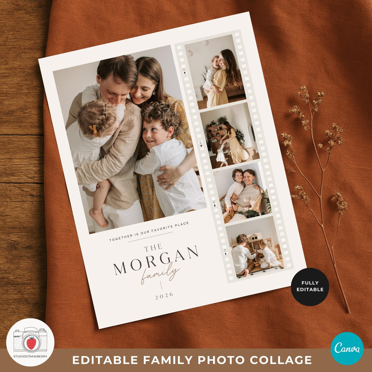 Personalized family print template that can be customized with your own photos, colors and text in Canva.