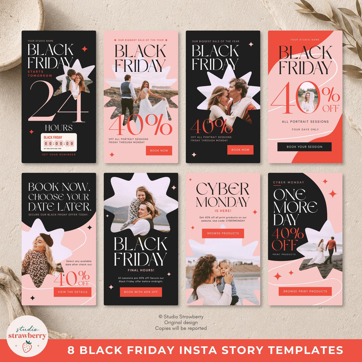 Final reminder photography promotion Story in charcoal and blush with strong typography, star accents, and a clear call to action.