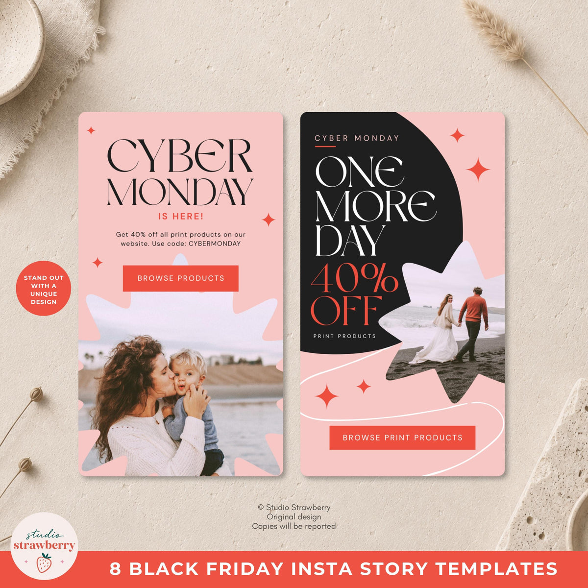 Photographer Black Friday Sale Template collection showing coordinated announcement, offer, reminder, and urgency designs.