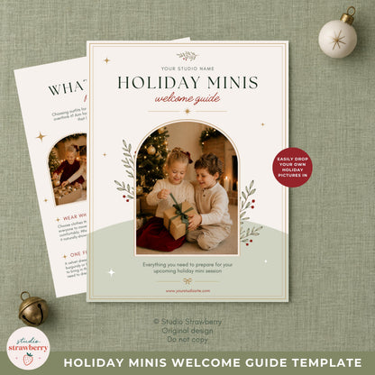 Christmas photography welcome packet shown in a clean US Letter portrait layout for client communication.