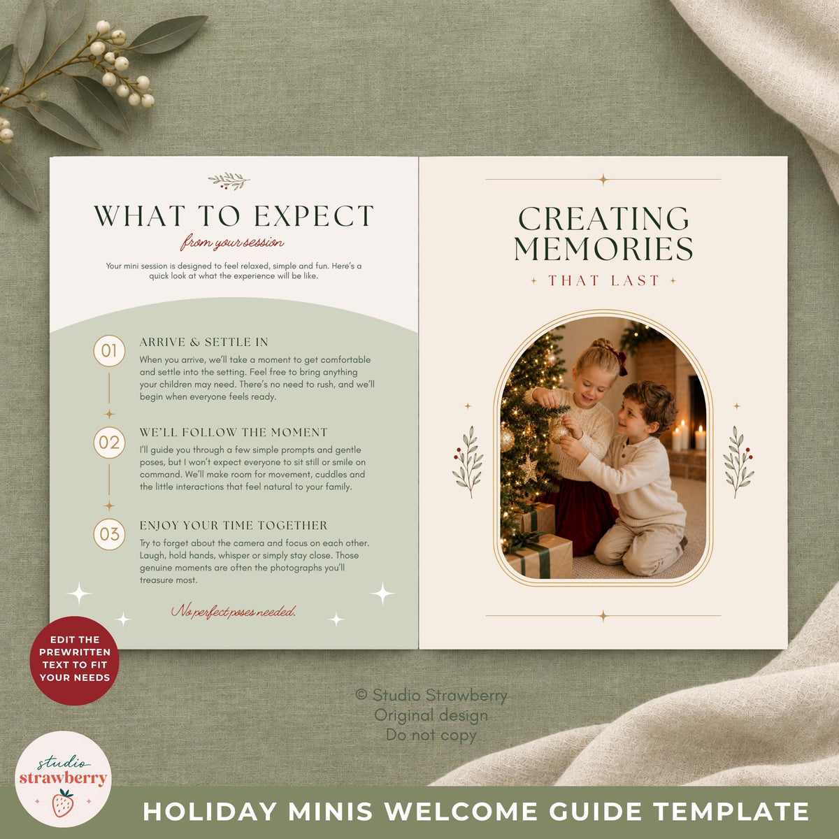 Christmas photography client prep page with practical guidance for preparing families before their session.
