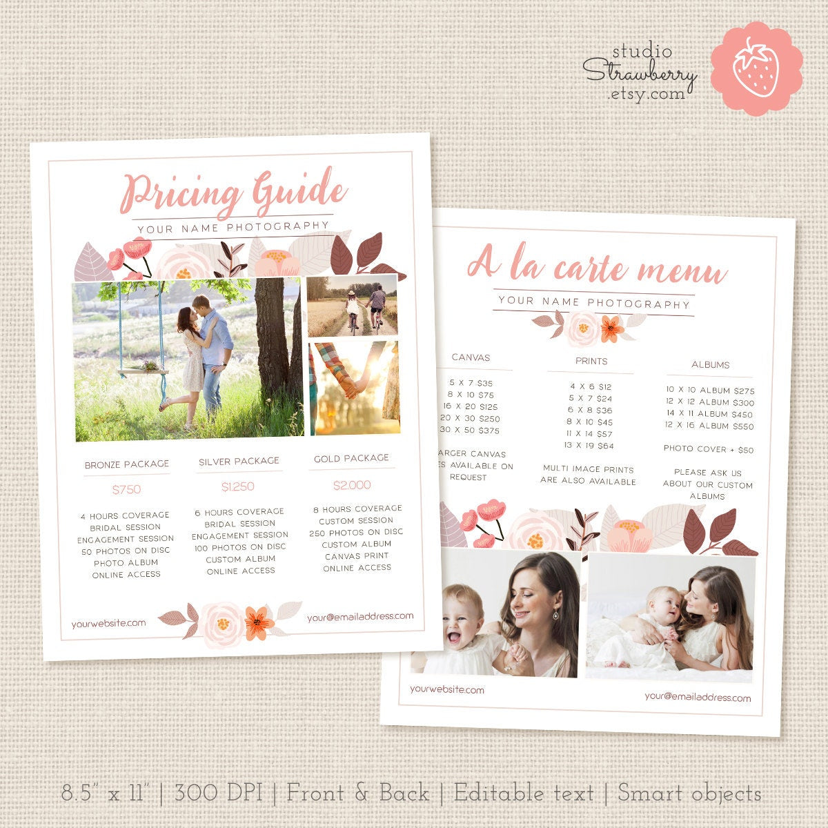 Photographers Price List Template, Floral Photography Pricing List, Pricing Template, Pricing Template, Wedding Price List, Pricing Guide