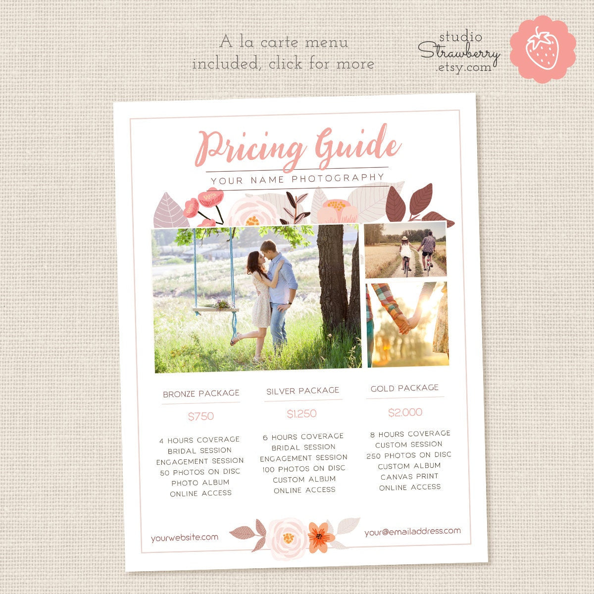Photographers Price List Template, Floral Photography Pricing List, Pricing Template, Pricing Template, Wedding Price List, Pricing Guide