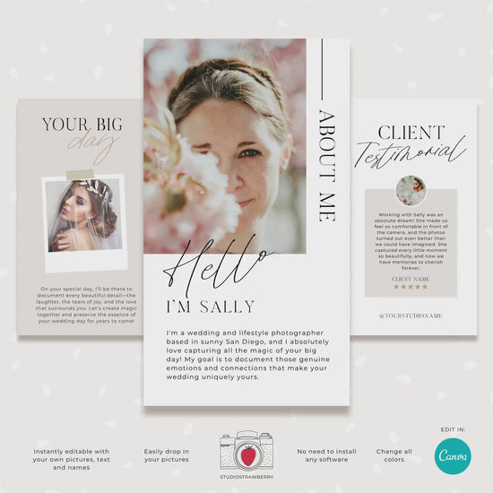 Wedding Photographer Instagram Story Templates Canva | Social Media Designs for Wedding Photography